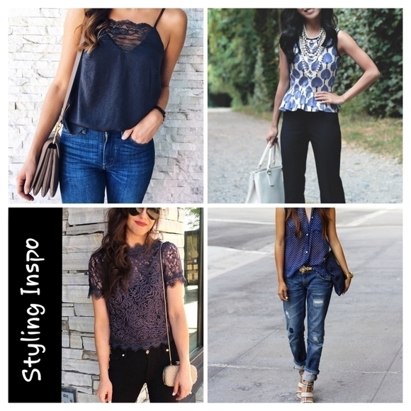 Blue & Silver Lace Tank Top - Picture 2 of 5